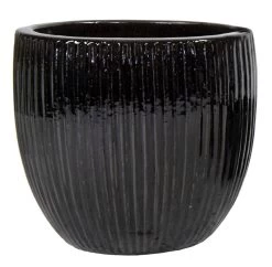 Portly Egg Rib Shiny Black - Ø 20 X H 18 Cm